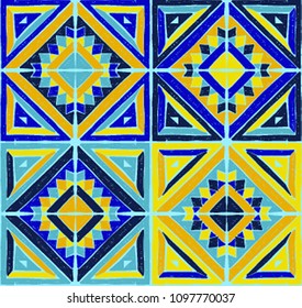 Tribal vector ornament. Seamless African pattern. Ethnic carpet with chevrons. Aztec style. Geometric mosaic on the tile, majolica. Ancient interior. Modern rug. Geo print on textile. Vintage fabric.