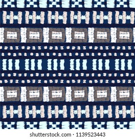 Tribal vector ornament. Seamless African pattern. Ethnic carpet with chevrons. Aztec style. Geometric mosaic on the tile, majolica. Ancient interior. Modern rug. Geo print on textile. Kente Cloth.