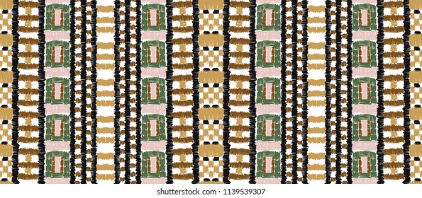 Tribal vector ornament. Seamless African pattern. Ethnic carpet with chevrons. Aztec style. Geometric mosaic on the tile, majolica. Ancient interior. Modern rug. Geo print on textile. Kente Cloth.