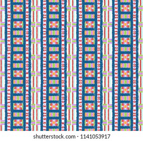 Tribal vector ornament. Seamless African pattern. Ethnic carpet with chevrons. Aztec style. Geometric mosaic on the tile, majolica. Ancient interior. Modern rug. Geo print on textile. Kente Cloth.