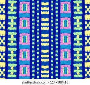 Tribal vector ornament. Seamless African pattern. Ethnic carpet with chevrons. Aztec style. Geometric mosaic on the tile, majolica. Ancient interior. Modern rug. Geo print on textile. Kente Cloth.