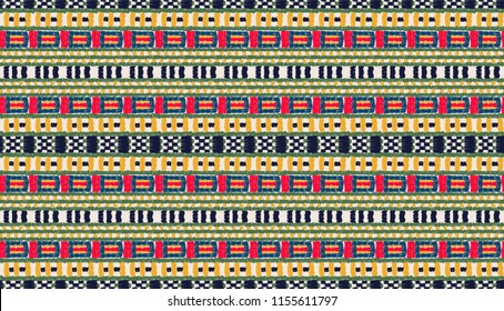 Tribal vector ornament. Seamless African pattern. Ethnic carpet with chevrons. Aztec style. Geometric mosaic on the tile, majolica. Ancient interior. Modern rug. Geo print on textile. Kente Cloth.