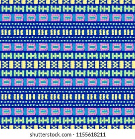 Tribal vector ornament. Seamless African pattern. Ethnic carpet with chevrons. Aztec style. Geometric mosaic on the tile, majolica. Ancient interior. Modern rug. Geo print on textile. Kente Cloth.