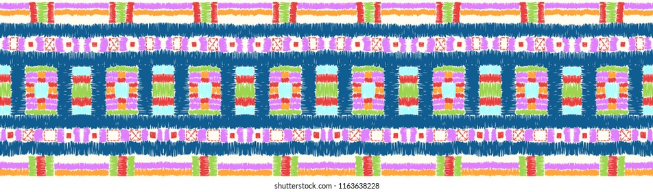 Tribal vector ornament. Seamless African pattern. Ethnic carpet with chevrons. Aztec style. Geometric mosaic on the tile, majolica. Ancient interior. Modern rug. Geo print on textile. Kente Cloth.