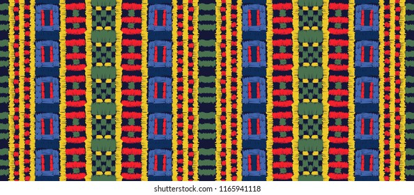 Tribal vector ornament. Seamless African pattern. Ethnic carpet with chevrons. Aztec style. Geometric mosaic on the tile, majolica. Ancient interior. Modern rug. Geo print on textile. Kente Cloth.