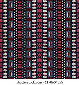 Tribal vector ornament. Seamless African pattern. Ethnic carpet with chevrons. Aztec style. Geometric mosaic on the tile, majolica. Ancient interior. Modern rug. Geo print on textile. Kente Cloth.