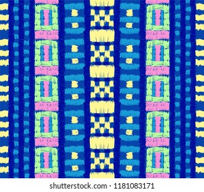 Tribal vector ornament. Seamless African pattern. Ethnic carpet with chevrons. Aztec style. Geometric mosaic on the tile, majolica. Ancient interior. Modern rug. Geo print on textile. Kente Cloth.
