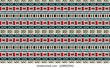 Tribal vector ornament. Seamless African pattern. Ethnic carpet with chevrons. Aztec style. Geometric mosaic on the tile, majolica. Ancient interior. Modern rug. Geo print on textile. Kente Cloth.