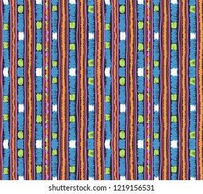 Tribal vector ornament. Seamless African pattern. Ethnic carpet with chevrons. Aztec style. Geometric mosaic on the tile, majolica. Ancient interior. Modern rug. Geo print on textile. Kente Cloth.