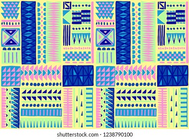 Tribal vector ornament. Seamless African pattern. Ethnic carpet with chevrons. Aztec style. Geometric mosaic on the tile, majolica. Ancient interior. Modern rug. Geo print on textile. Kente Cloth.