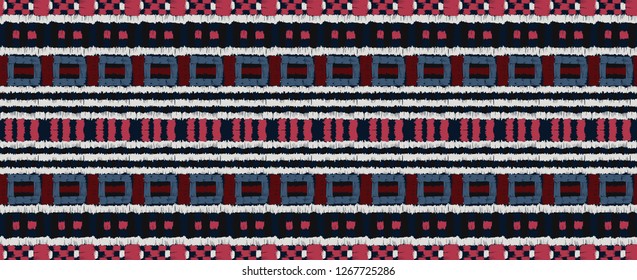 Tribal vector ornament. Seamless African pattern. Ethnic carpet with chevrons. Aztec style. Geometric mosaic on the tile, majolica. Ancient interior. Modern rug. Geo print on textile. Kente Cloth.