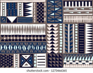 Tribal vector ornament. Seamless African pattern. Ethnic carpet with chevrons. Aztec style. Geometric mosaic on the tile, majolica. Ancient interior. Modern rug. Geo print on textile. Kente Cloth.