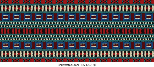 Tribal vector ornament. Seamless African pattern. Ethnic carpet with chevrons. Aztec style. Geometric mosaic on the tile, majolica. Ancient interior. Modern rug. Geo print on textile. Kente Cloth.