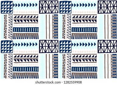 Tribal vector ornament. Seamless African pattern. Ethnic carpet with chevrons. Aztec style. Geometric mosaic on the tile, majolica. Ancient interior. Modern rug. Geo print on textile. Kente Cloth.