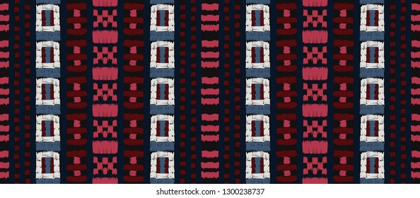 Tribal vector ornament. Seamless African pattern. Ethnic carpet with chevrons. Aztec style. Geometric mosaic on the tile, majolica. Ancient interior. Modern rug. Geo print on textile. Kente Cloth