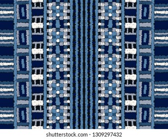 Tribal vector ornament. Seamless African pattern. Ethnic carpet with chevrons. Aztec style. Geometric mosaic on the tile, majolica. Ancient interior. Modern rug. Geo print on textile. Kente Cloth.