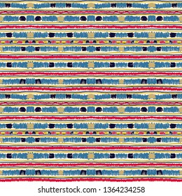 Tribal vector ornament. Seamless African pattern. Ethnic carpet with chevrons. Aztec style. Geometric mosaic on the tile, majolica. Ancient interior. Modern rug. Geo print on textile. Kente Cloth.