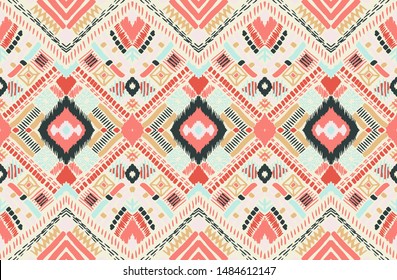 Tribal vector ornament. Seamless African pattern. Ethnic carpet with chevrons. Aztec style. Geometric mosaic on the tile, majolica. Ancient interior. Modern rug. Geo print on textile. Kente Cloth.