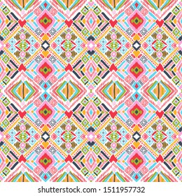 Tribal vector ornament. Seamless African pattern. Ethnic carpet with chevrons. Aztec style. Geometric mosaic on the tile, majolica. Ancient interior. Modern rug. Geo print on textile. Kente Cloth.