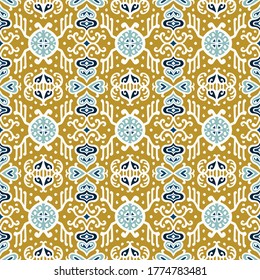 Tribal vector ornament. Seamless African pattern. Ethnic carpet with chevrons. Aztec style. Geometric mosaic on the tile, majolica. Ancient interior. Asian rug. Geo print on textile. Kente Cloth.