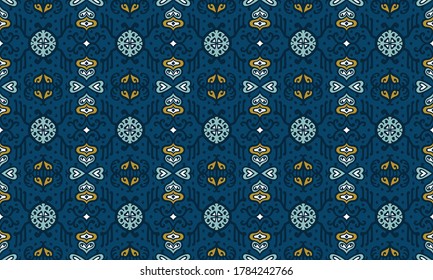 Tribal vector ornament. Seamless African pattern. Ethnic carpet with chevrons. Aztec style. Geometric mosaic on the tile, majolica. Ancient interior. Asian rug. Geo print on textile. Kente Cloth.