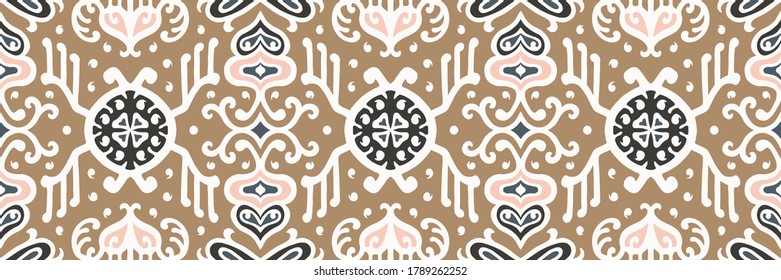 Tribal vector ornament. Seamless African pattern. Ethnic carpet with chevrons. Aztec style. Geometric mosaic on the tile, majolica. Ancient interior. Asian rug. Geo print on textile. Kente Cloth.