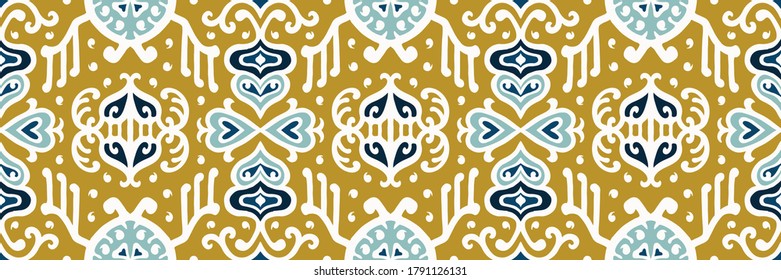 Tribal vector ornament. Seamless African pattern. Ethnic carpet with chevrons. Aztec style. Geometric mosaic on the tile, majolica. Ancient interior. Asian rug. Geo print on textile. Kente Cloth.