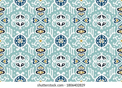 Tribal vector ornament. Seamless African pattern. Ethnic carpet with chevrons. Aztec style. Geometric mosaic on the tile, majolica. Ancient interior. Asian rug. Geo print on textile. Kente Cloth.
