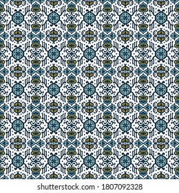 Tribal vector ornament. Seamless African pattern. Ethnic carpet with chevrons. Aztec style. Geometric mosaic on the tile, majolica. Ancient interior. Asian rug. Geo print on textile. Kente Cloth.