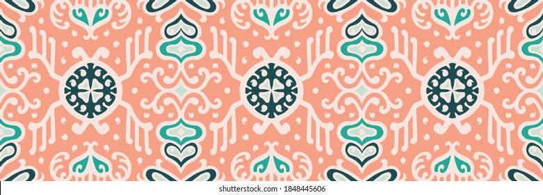 Tribal vector ornament. Seamless African pattern. Ethnic carpet with chevrons. Aztec style. Geometric mosaic on the tile, majolica. Ancient interior. Asian rug. Geo print on textile. Kente Cloth.