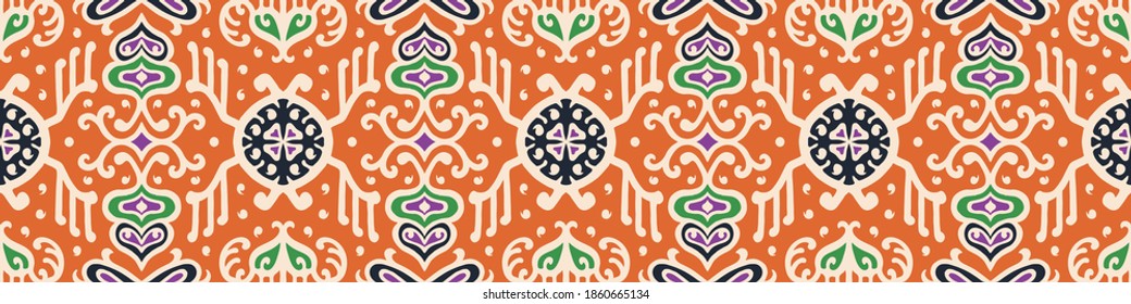 Tribal vector ornament. Seamless African pattern. Ethnic carpet with chevrons. Aztec style. Geometric mosaic on the tile, majolica. Ancient interior. Asian rug. Geo print on textile. Kente Cloth.