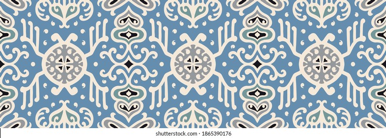 Tribal vector ornament. Seamless African pattern. Ethnic carpet with chevrons. Aztec style. Geometric mosaic on the tile, majolica. Ancient interior. Asian rug. Geo print on textile. Kente Cloth.