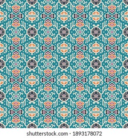 Tribal vector ornament. Seamless African pattern. Ethnic carpet with chevrons. Aztec style. Geometric mosaic on the tile, majolica. Ancient interior. Asian rug. Geo print on textile. Kente Cloth.