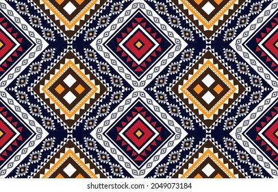 Tribal vector ornament. Seamless African pattern. Ethnic carpet with chevrons. 
Aztec style. Geometric mosaic on the tile, majolica. Ancient interior. 
Modern rug. Geo print on textile. Kente Cloth.