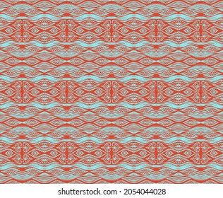 Tribal vector ornament. Seamless African pattern. Ethnic carpet with chevrons. Aztec style. Geometric mosaic on the tile, majolica. Ancient interior. Modern rug. Geo print on textile. Kente Cloth.
