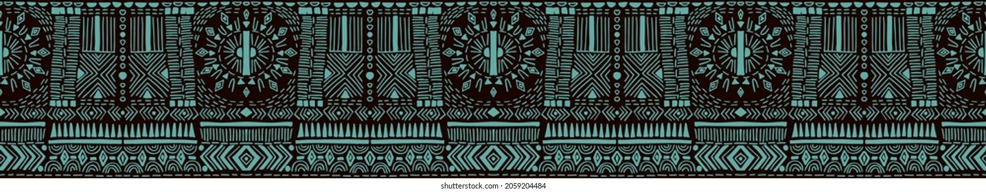 Tribal vector ornament. Seamless African pattern. Ethnic carpet with chevrons. Aztec style. Geometric mosaic on the tile, majolica. Ancient interior. Modern rug. Geo print on textile. Kente Cloth.