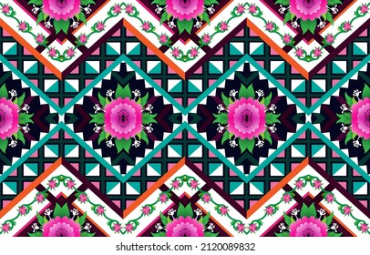 Tribal vector ornament. Seamless African pattern. Ethnic carpet with chevrons. 
Aztec style. Geometric mosaic on the tile, majolica. Ancient interior. 
Modern rug. Geo print on textile. Kente Cloth.
