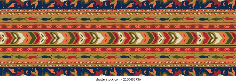 Tribal vector ornament. Seamless African pattern. Ethnic carpet with chevrons. Aztec style. Geometric mosaic on the tile, majolica. Ancient interior. Modern rug. Geo print on textile. Kente Cloth.