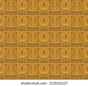 Ornamento vectorial tribal. Patrón africano sin problemas. Alfombra étnica con chevrones. Estilo azteca. Mosaico geométrico en la baldosa, majólica. Interior antiguo. Alfombra moderna. Impresión geográfica sobre textiles. Kente Cloth.