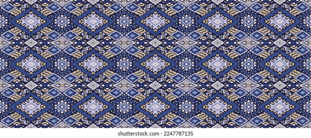 Tribal vector ornament. Seamless African pattern. Ethnic carpet with chevrons. Aztec style. Geometric mosaic on the tile, majolica. Ancient interior. Modern rug. Geo print on textile. Kente Cloth.