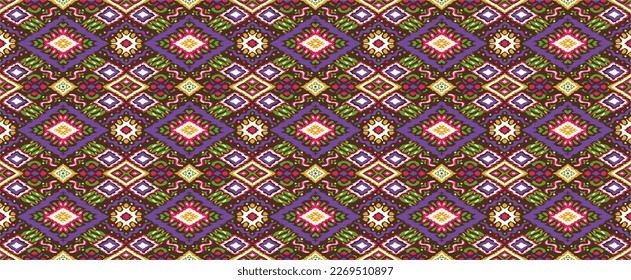 Tribal vector ornament. Seamless African pattern. Ethnic carpet with chevrons. Aztec style. Geometric mosaic on the tile, majolica. Ancient interior. Modern rug. Geo print on textile. Kente Cloth.