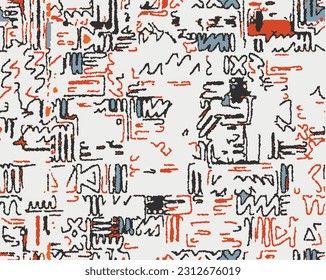 Tribal vector ornament. Seamless African pattern. Ethnic carpet style. Geometric mosaic on the tile Ancient interior.Modern rug. Geo print textile Cloth.Vector fabric Abstract digital printing linen