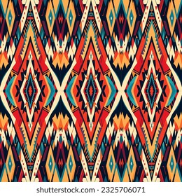 Tribal vector ornament. Seamless African pattern. Ethnic carpet with chevrons. Aztec style. Geometric mosaic on the tile, majolica. Ancient interior. Modern rug. Geo print on textile. Kente Cloth.