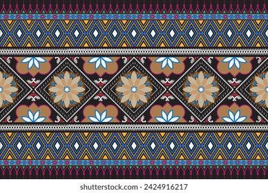 Tribal vector ornament. Seamless African pattern. Ethnic carpet with chevrons. Aztec style. Geometric mosaic on the tile, majolica. Ancient interior. Modern rug. Geo print on textile. Kente Cloth.