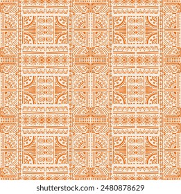 Tribal vector ornament. Seamless African pattern. Ethnic carpet with chevrons. Aztec style. Geometric mosaic on the tile, majolica. Ancient interior. Modern rug. Geo print on textile. Kente Cloth.