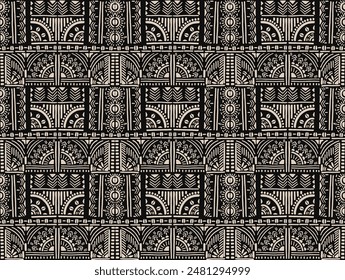 Tribal vector ornament. Seamless African pattern. Ethnic carpet with chevrons. Aztec style. Geometric mosaic on the tile, majolica. Ancient interior. Modern rug. Geo print on textile. Kente Cloth.