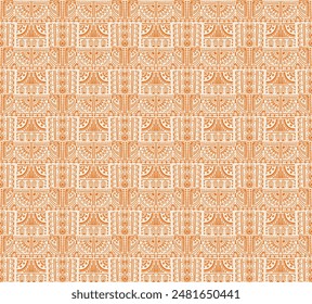 Tribal vector ornament. Seamless African pattern. Ethnic carpet with chevrons. Aztec style. Geometric mosaic on the tile, majolica. Ancient interior. Modern rug. Geo print on textile. Kente Cloth.