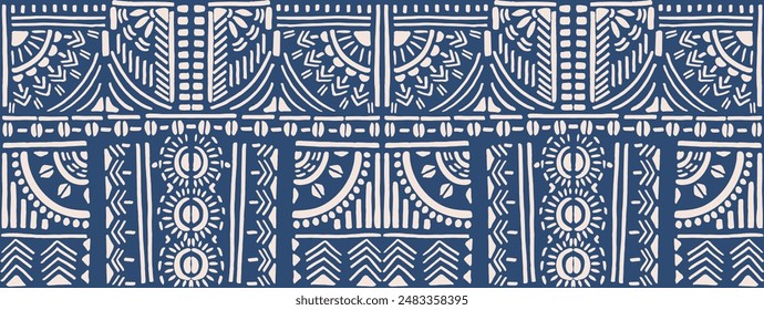 Tribal vector ornament. Seamless African pattern. Ethnic carpet with chevrons. Aztec style. Geometric mosaic on the tile, majolica. Ancient interior. Modern rug. Geo print on textile. Kente Cloth.