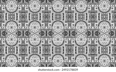 Tribal vector ornament. Seamless African pattern. Ethnic carpet with chevrons. Aztec style. Geometric mosaic on the tile, majolica. Ancient interior. Modern rug. Geo print on textile. Kente Cloth.
