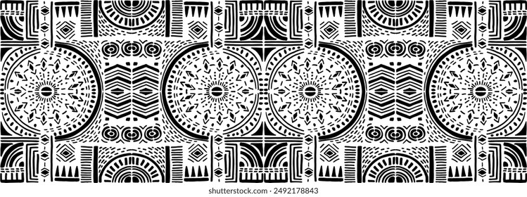 Tribal vector ornament. Seamless African pattern. Ethnic carpet with chevrons. Aztec style. Geometric mosaic on the tile, majolica. Ancient interior. Modern rug. Geo print on textile. Kente Cloth.